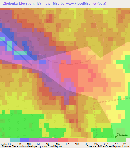 Zhelonka,Russia Elevation Map