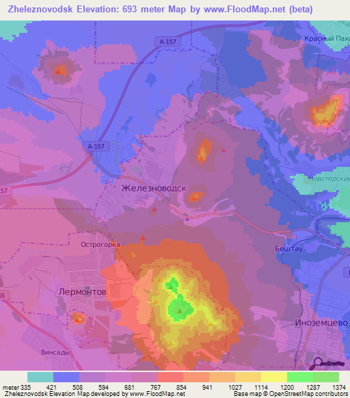 Zheleznovodsk,Russia Elevation Map