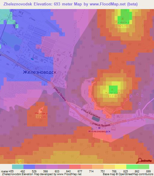 Zheleznovodsk,Russia Elevation Map