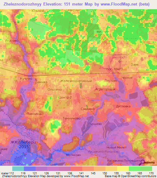 Zheleznodorozhnyy,Russia Elevation Map