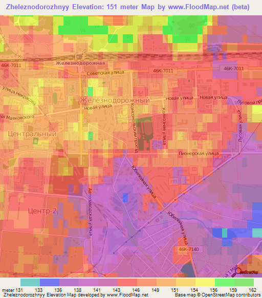 Zheleznodorozhnyy,Russia Elevation Map