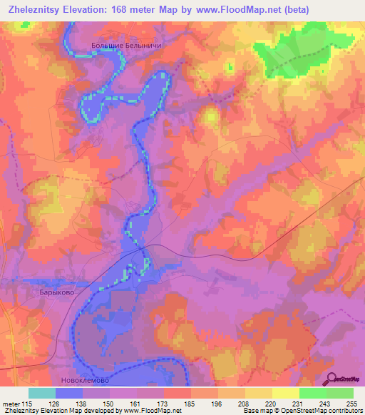 Zheleznitsy,Russia Elevation Map