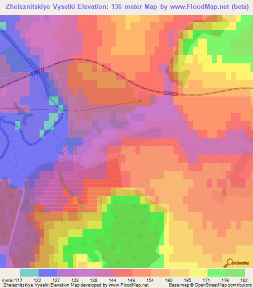 Zheleznitskiye Vyselki,Russia Elevation Map