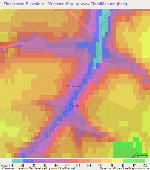 Zheleznevo,Russia Elevation Map