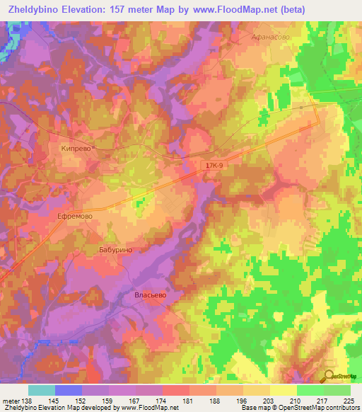 Zheldybino,Russia Elevation Map