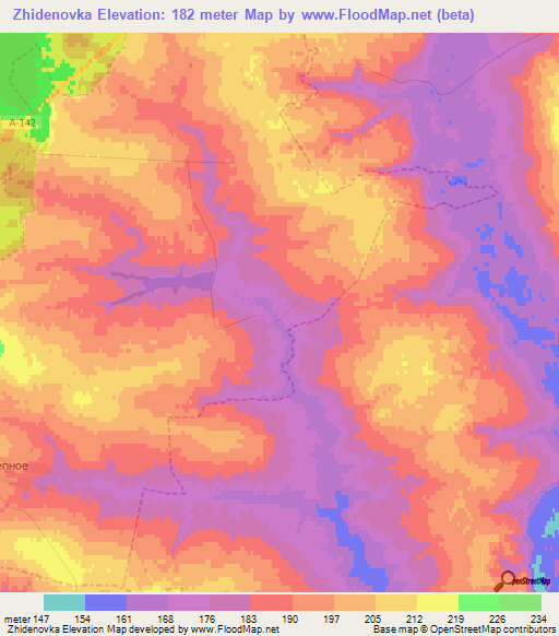 Zhidenovka,Russia Elevation Map