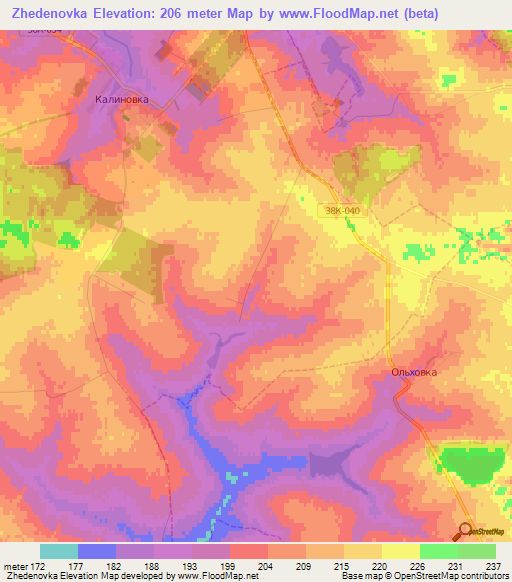 Zhedenovka,Russia Elevation Map