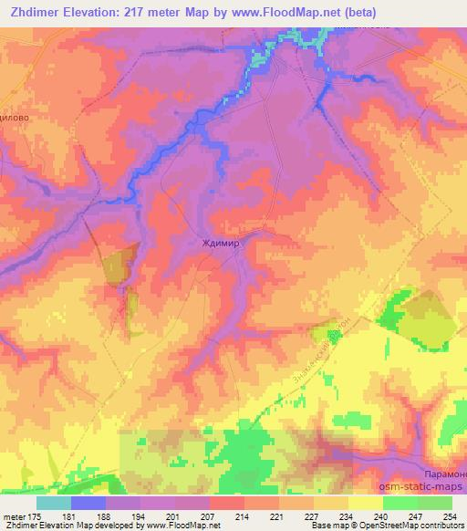 Zhdimer,Russia Elevation Map