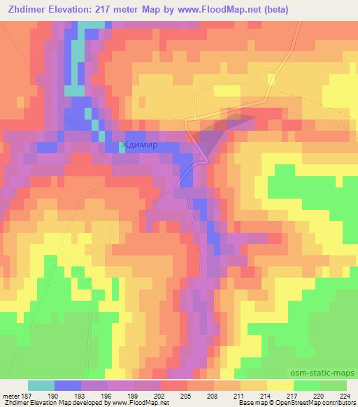 Zhdimer,Russia Elevation Map