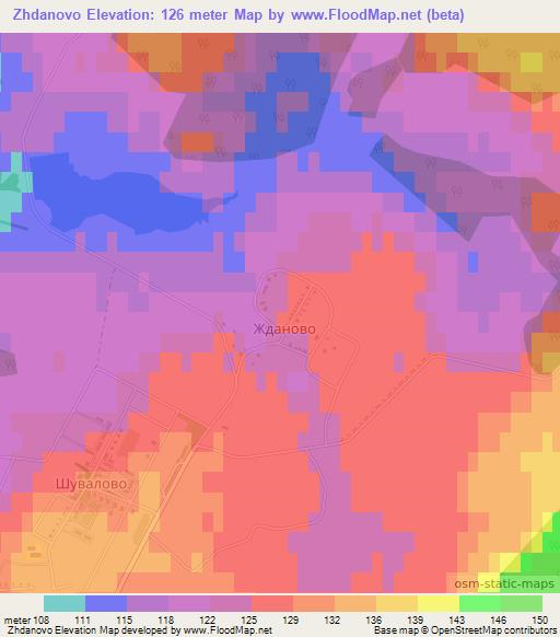 Zhdanovo,Russia Elevation Map