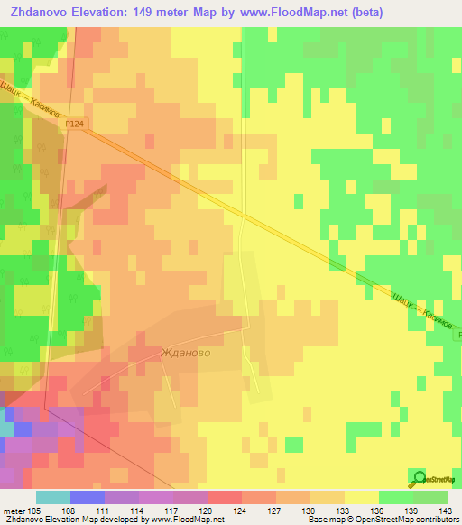 Zhdanovo,Russia Elevation Map