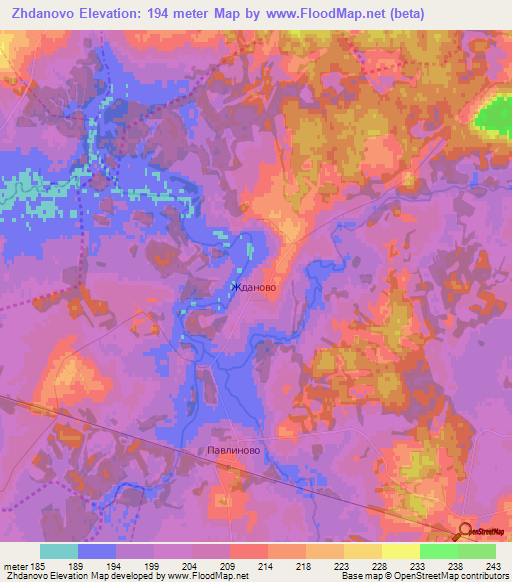 Zhdanovo,Russia Elevation Map