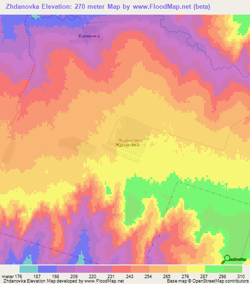 Zhdanovka,Russia Elevation Map