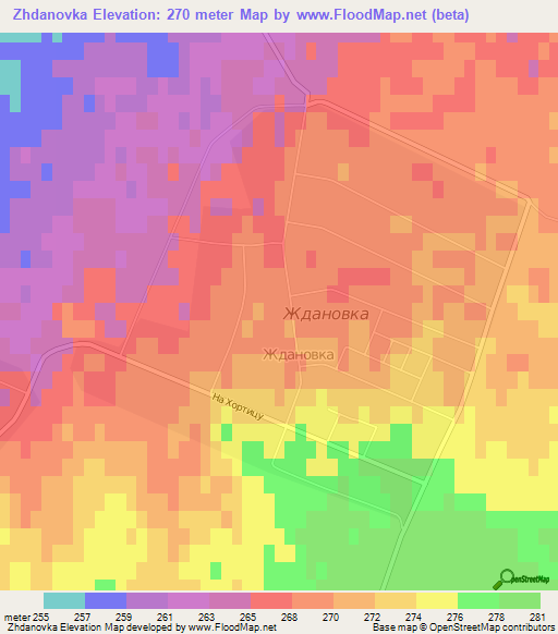 Zhdanovka,Russia Elevation Map