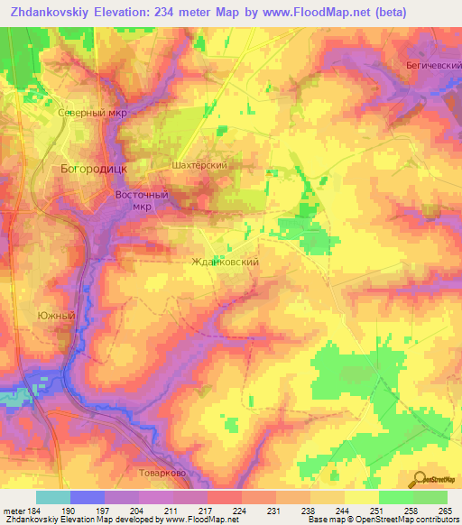 Zhdankovskiy,Russia Elevation Map