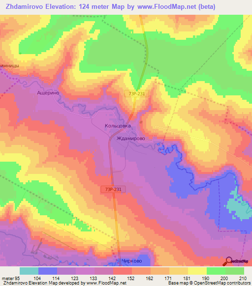 Zhdamirovo,Russia Elevation Map