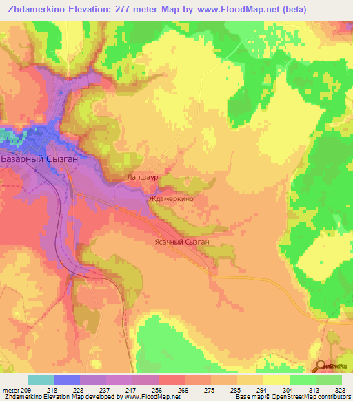 Zhdamerkino,Russia Elevation Map