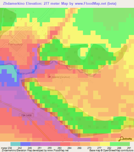 Zhdamerkino,Russia Elevation Map