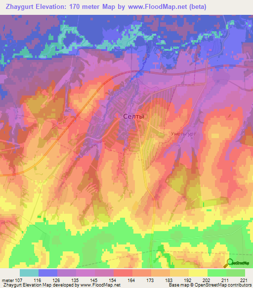 Zhaygurt,Russia Elevation Map