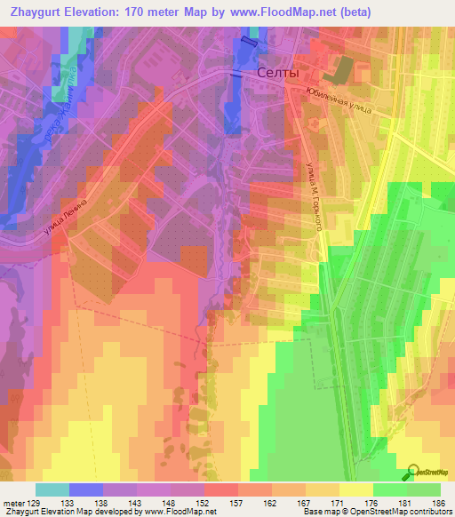 Zhaygurt,Russia Elevation Map