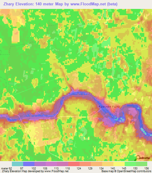 Zhary,Russia Elevation Map