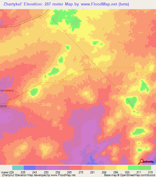 Zhartykul',Russia Elevation Map