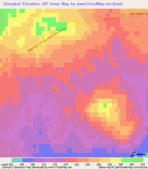 Zhartykul',Russia Elevation Map