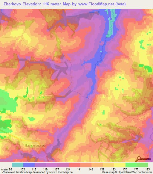 Zharkovo,Russia Elevation Map