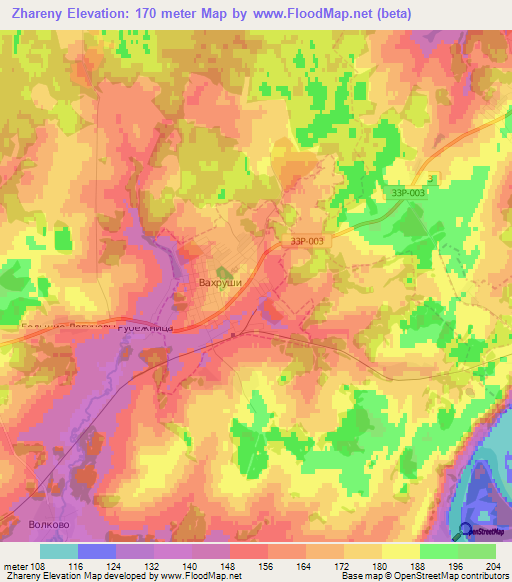 Zhareny,Russia Elevation Map