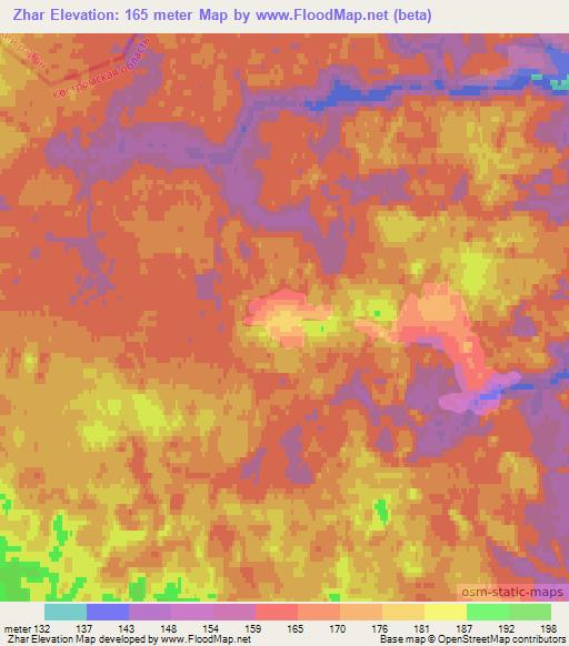 Zhar,Russia Elevation Map