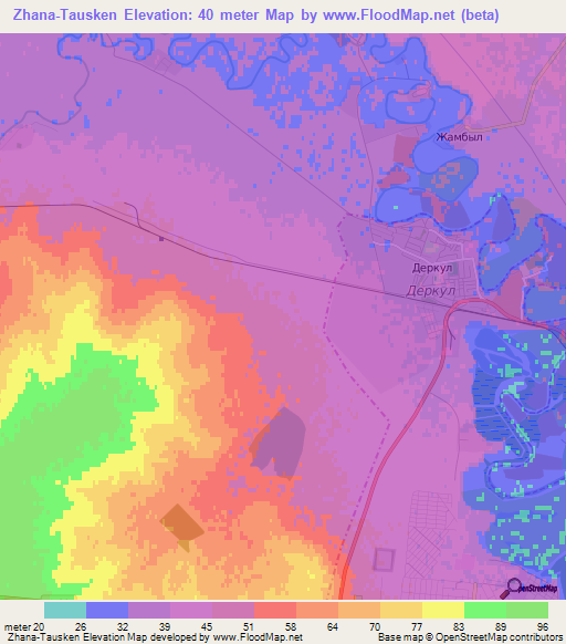 Zhana-Tausken,Russia Elevation Map