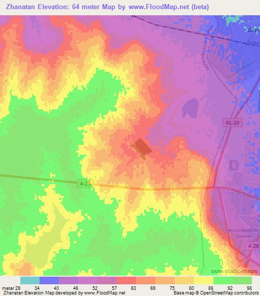 Zhanatan,Russia Elevation Map