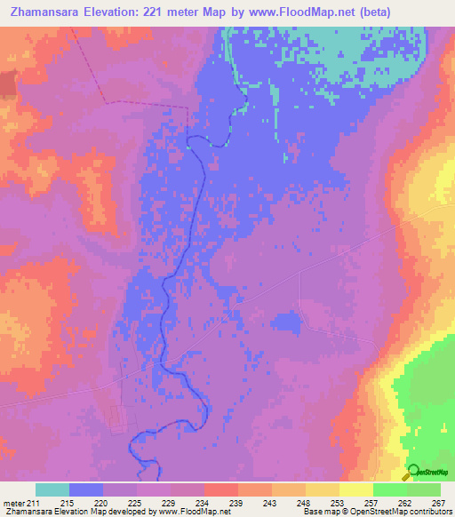 Zhamansara,Russia Elevation Map