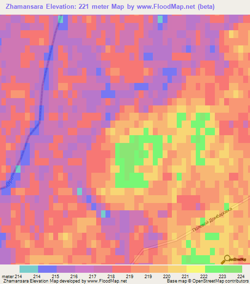 Zhamansara,Russia Elevation Map