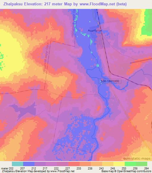 Zhalpaksu,Russia Elevation Map