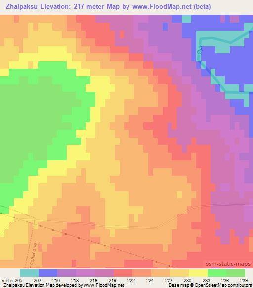 Zhalpaksu,Russia Elevation Map