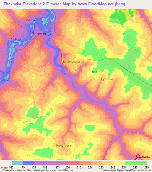 Zhakovka,Russia Elevation Map