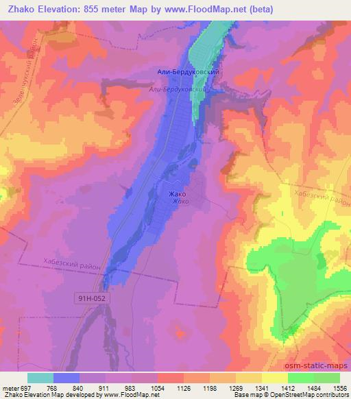 Zhako,Russia Elevation Map