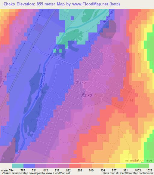 Zhako,Russia Elevation Map