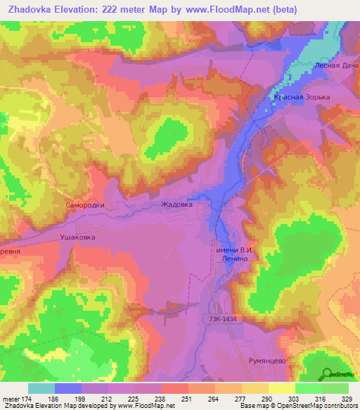 Zhadovka,Russia Elevation Map