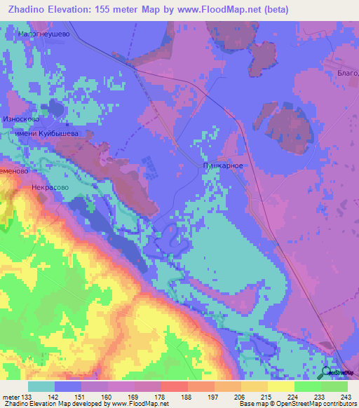 Zhadino,Russia Elevation Map