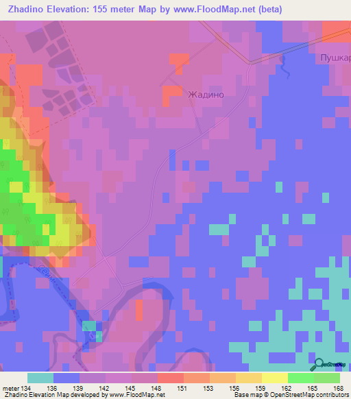 Zhadino,Russia Elevation Map