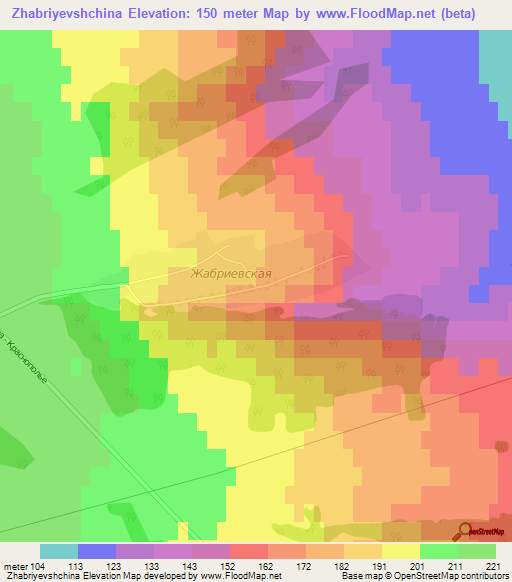 Zhabriyevshchina,Russia Elevation Map