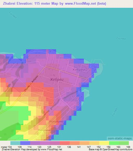 Zhabrei,Russia Elevation Map