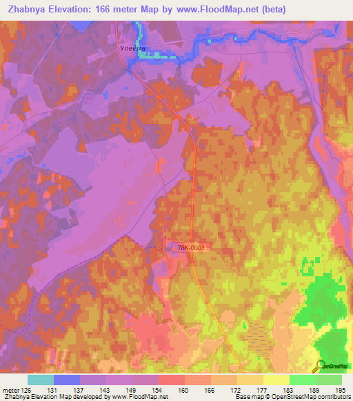 Zhabnya,Russia Elevation Map