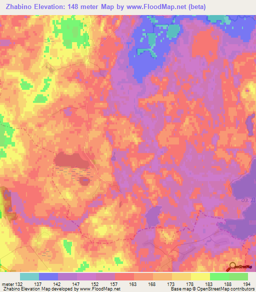 Zhabino,Russia Elevation Map