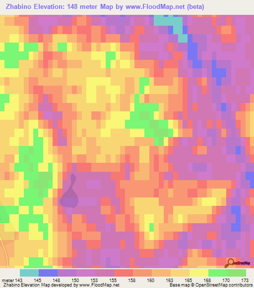 Zhabino,Russia Elevation Map