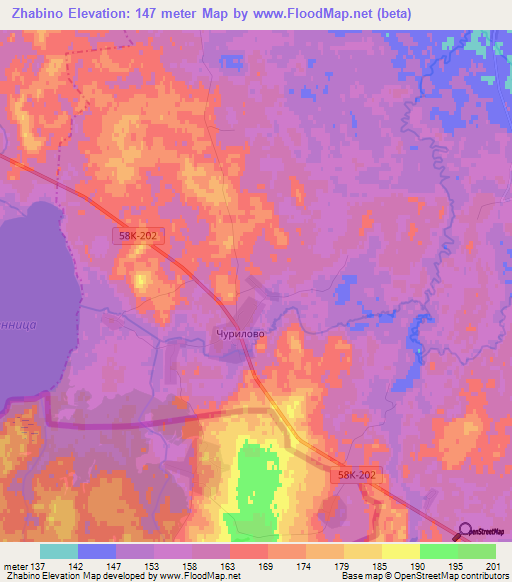 Zhabino,Russia Elevation Map