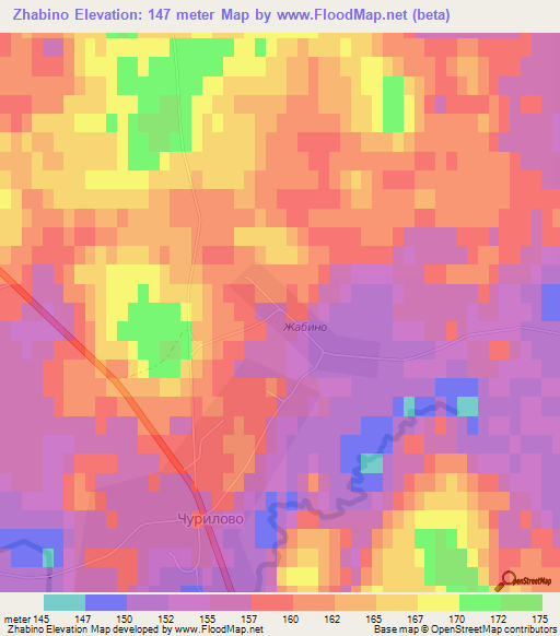 Zhabino,Russia Elevation Map