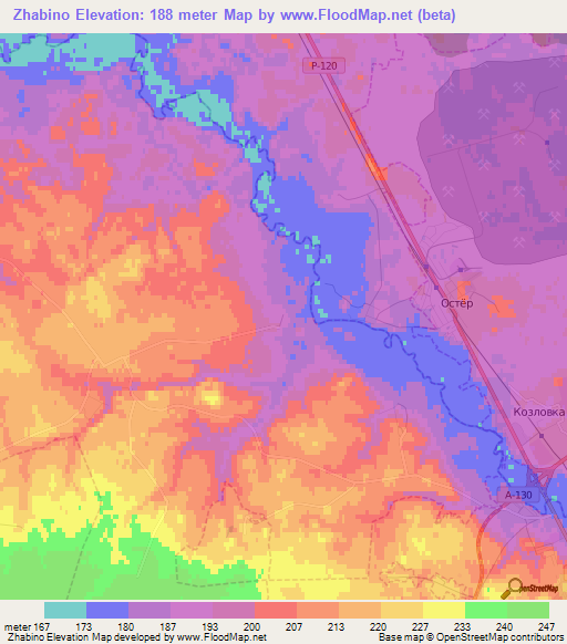 Zhabino,Russia Elevation Map